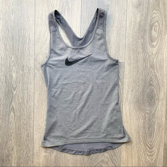 Nike Pro Cool Dri-Fit Logo Tank Top Grey Racerback Sleeveless Size XS - Picture 2 of 10